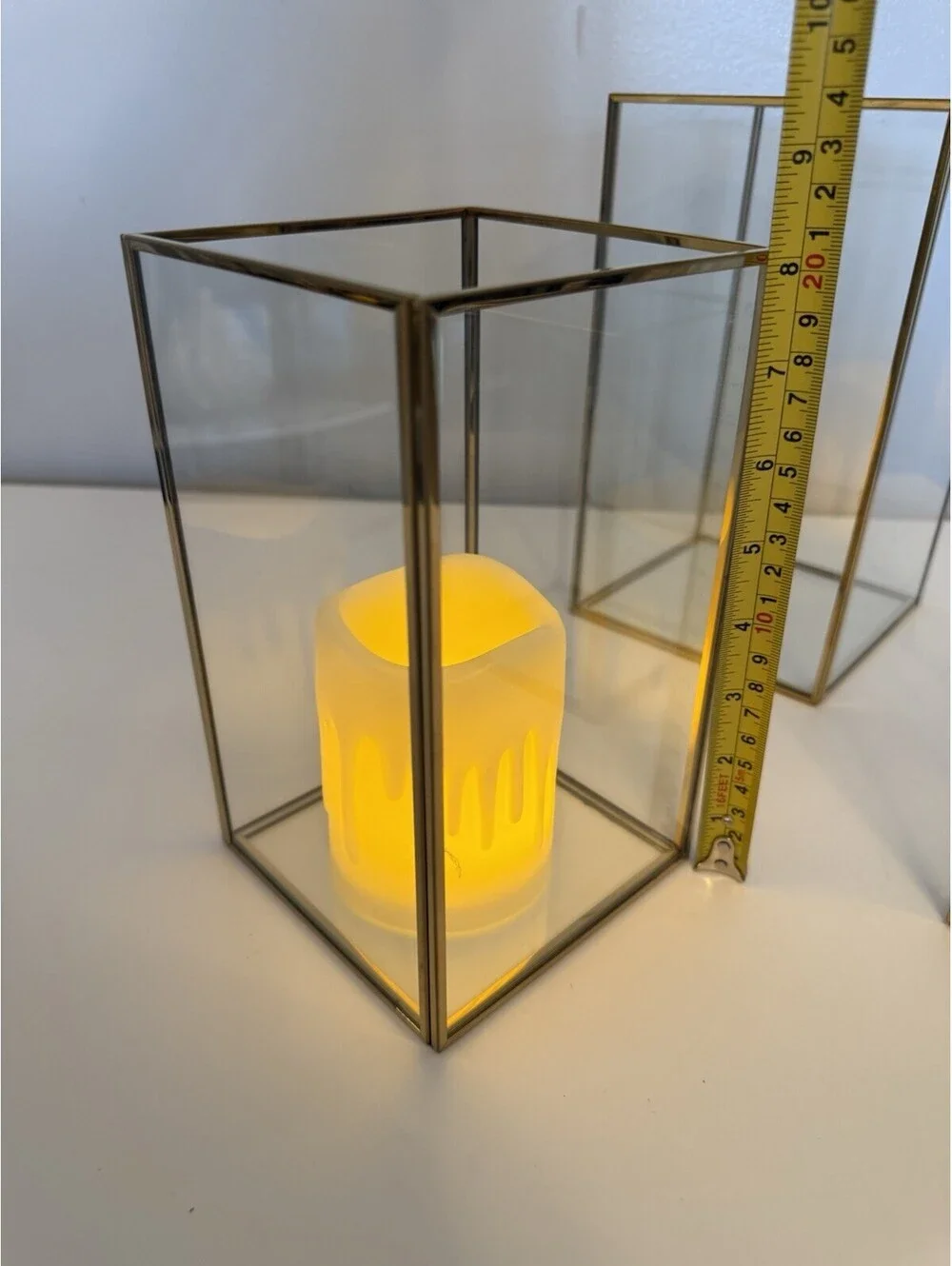 Hewory Hurricane Candle Holders - Set Of 3 - Glass With Gold Framing Home Decor